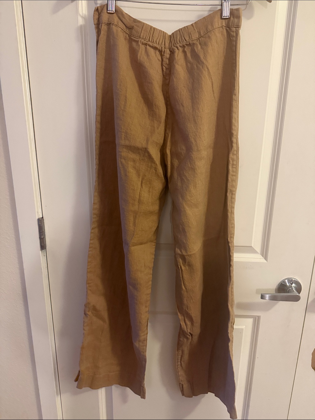 Sugar Candy Mountain Wide Leg Calla 100% Linen Pants In Camel Size Medium — image 4 of 7